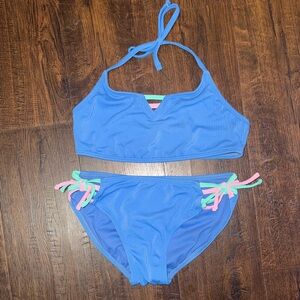 Art Class Blue Bikini with Colorful Ties Girls L (10/12)